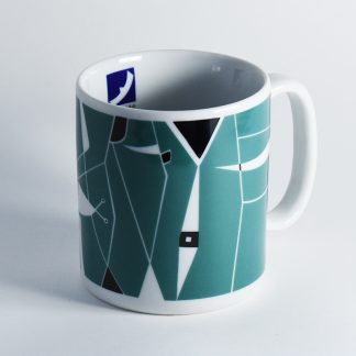 Caneca 300ml -  Afresco do Brasília Palace Hotel (detalhe) - fundo azul