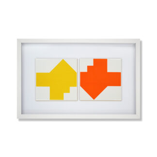 Moldura com 2 azulejos do Aeroporto JK - padrão amarelo e laranja