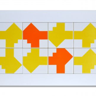 Moldura painel com 8 azulejos do Aeroporto JK - padrão amarelo e laranja