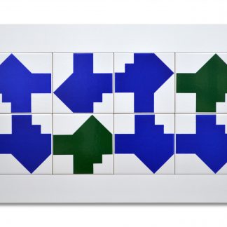 Moldura painel com 8 azulejos do Aeroporto JK - padrão azul e verde